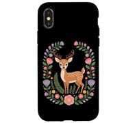 Cottagecore Floral Deer Wreath Woodland Nature Case for iPhone X/XS
