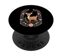 Cottagecore Floral Deer Wreath Woodland Nature PopSockets Adhesive PopGrip