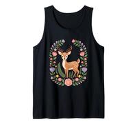 Cottagecore Floral Deer Wreath Woodland Nature Tank Top