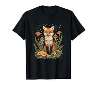 Cottagecore Fox Mushroom Flowers Whimsical Vintage T-Shirt