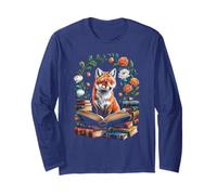Cottagecore Fox Stay Clever Book Club Librarian Reading Long Sleeve T-Shirt