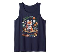 Cottagecore Fox Stay Clever Book Club Librarian Reading Tank Top