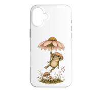 Cottagecore Frog Floating Flower Umbrella Case for iPhone 16 Plus