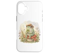 Cottagecore Frog Four Leaf Clover mushroom St Patrick's Day Case for iPhone 16 Plus