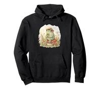 Cottagecore Frog Four Leaf Clover mushroom St Patrick's Day Pullover Hoodie