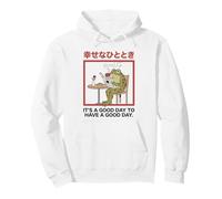 Cottagecore Frog Have A Good Day Positive Quote Pullover Hoodie