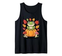 Cottagecore Frog On Pumpkin Hop Into Autumn Fall Aesthetic Tank Top