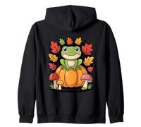 Cottagecore Frog On Pumpkin Hop Into Autumn Fall Aesthetic Zip Hoodie