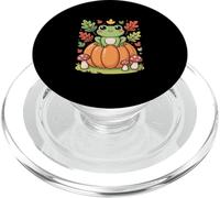 Cottagecore Frog On Pumpkin With Autumn Leaves PopSockets PopGrip for MagSafe