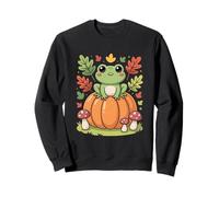 Cottagecore Frog On Pumpkin With Autumn Leaves Sweatshirt