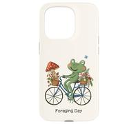 Cottagecore Frog Riding Bicycle Foraging Day Strawberry Case for iPhone 15 Pro