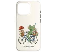 Cottagecore Frog Riding Bicycle Foraging Day Strawberry Case for iPhone 16 Pro