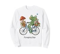 Cottagecore Frog Riding Bicycle Foraging Day Strawberry Sweatshirt
