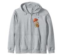 Cottagecore Frog Riding Bicycle Foraging Day Strawberry Zip Hoodie
