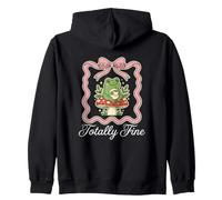 Cottagecore Frog Totally Fine Aesthetic Zip Hoodie