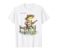 Cottagecore Frog with Banjo Slow Days Spring Summer Autumn T-Shirt
