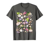 Cottagecore Garlic Onion Vegetable Gardening Garlic Lover T-Shirt, Men, Asphalt Grey, 4X-Large