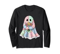 Cottagecore Ghost Cute Pastel Goth Halloween Floral Pink Long Sleeve T-Shirt
