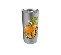 Cottagecore Goblincore Graphic Oranges Blossom Butterfly Stainless Steel Insulated Tumbler