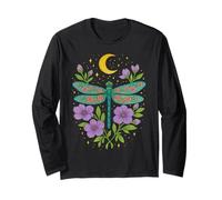 Cottagecore Goblincore Moonphases Flowers Dragonfly Long Sleeve T-Shirt