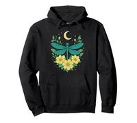 Cottagecore Goblincore Moonphases Flowers Dragonfly Pullover Hoodie