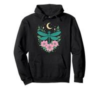 Cottagecore Goblincore Moonphases Flowers Dragonfly Pullover Hoodie