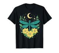 Cottagecore Goblincore Moonphases Flowers Dragonfly T-Shirt