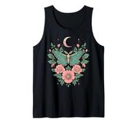 Cottagecore Goblincore Moonphases Pink Flower Butterfly Moth Tank Top