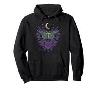 Cottagecore Goblincore Moonphases Pruple Flowers Butterfly Pullover Hoodie