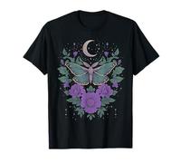 Cottagecore Goblincore Moonphases Purple Flower Butterfly T-Shirt