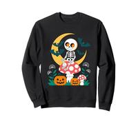 Cottagecore Halloween Skeleton on a Mushroom Sweatshirt