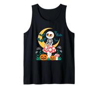 Cottagecore Halloween Skeleton on a Mushroom Tank Top
