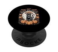 Cottagecore Happy Halloween Black Cat Pumpkins Mushrooms PopSockets Adhesive PopGrip