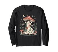 Cottagecore Heifer Sleeping Beside Cute Wild toadstools Long Sleeve T-Shirt