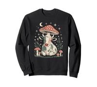 Cottagecore heifer sleeping beside cute wild toadstools Sweatshirt