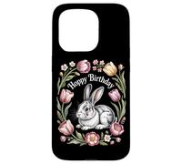 Cottagecore Hoppy Birthday Bunny Floral Nature Case for iPhone 15 Pro