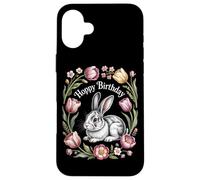 Cottagecore Hoppy Birthday Bunny Floral Nature Case for iPhone 16 Plus