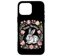 Cottagecore Hoppy Birthday Bunny Floral Nature Case for iPhone 16 Pro Max