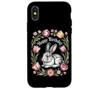 Cottagecore Hoppy Birthday Bunny Floral Nature Case for iPhone X/XS