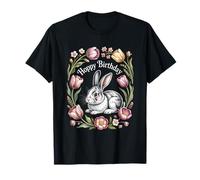 Cottagecore Hoppy Birthday Bunny Floral Nature T-Shirt