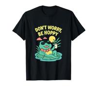 Cottagecore Kawaii Frog Dont Worry Be Hoppy Design T-Shirt