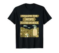 Cottagecore Kawaii Frog Drinking Japanese Milk Bottle T-Shirt