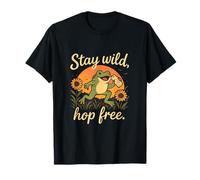 Cottagecore Kawaii Frog Drinking Milk Sunset Design T-Shirt