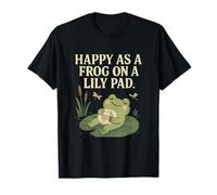 Cottagecore Kawaii Frog Lily Pad Pond Design T-Shirt