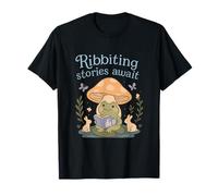 Cottagecore Kawaii Frog Ribbiting Stories Await T-Shirt