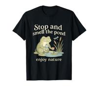 Cottagecore Kawaii Frog Stop and Smell The Pond Art T-Shirt