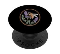 Cottagecore Lavender Bee Floral Herbal Meadow Emblem PopSockets Adhesive PopGrip
