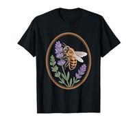 Cottagecore Lavender Bee Floral Herbal Meadow Emblem T-Shirt