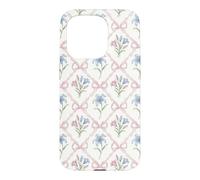 Cottagecore Lily Flower Pink Ribbon Floral Pattern Case for iPhone 15 Pro