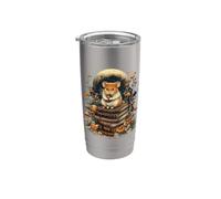 cottagecore Moon Mushroom Hamster Sitting on Book goblincore Stainless Steel Insulated Tumbler